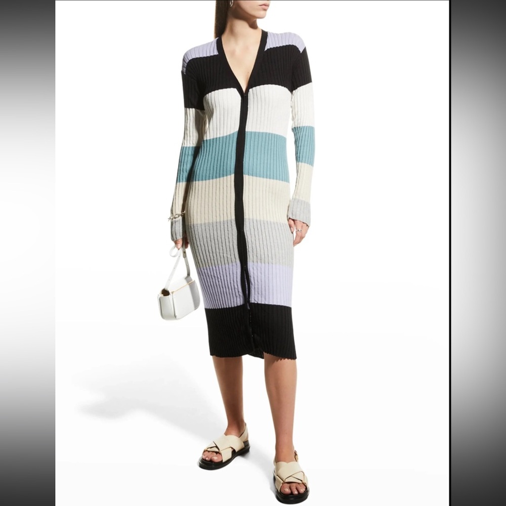 Le Superbe Colorblock Ribbed Midi Cardigan